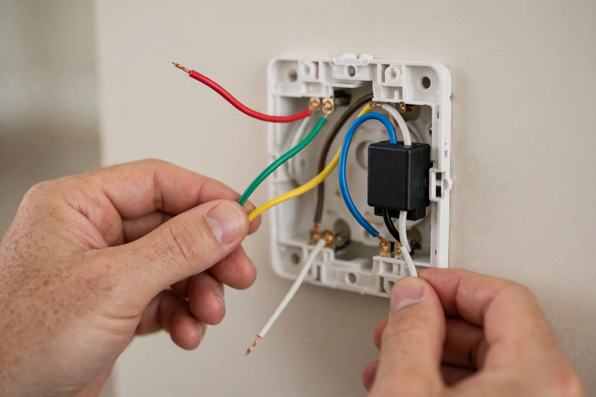 Smart thermostat on a wall in an older home