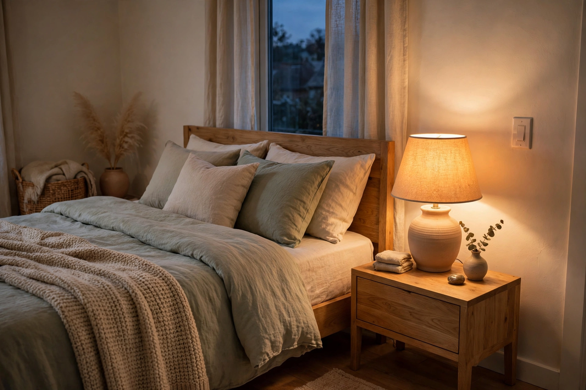 Smart light switch and smart bulb in a living room